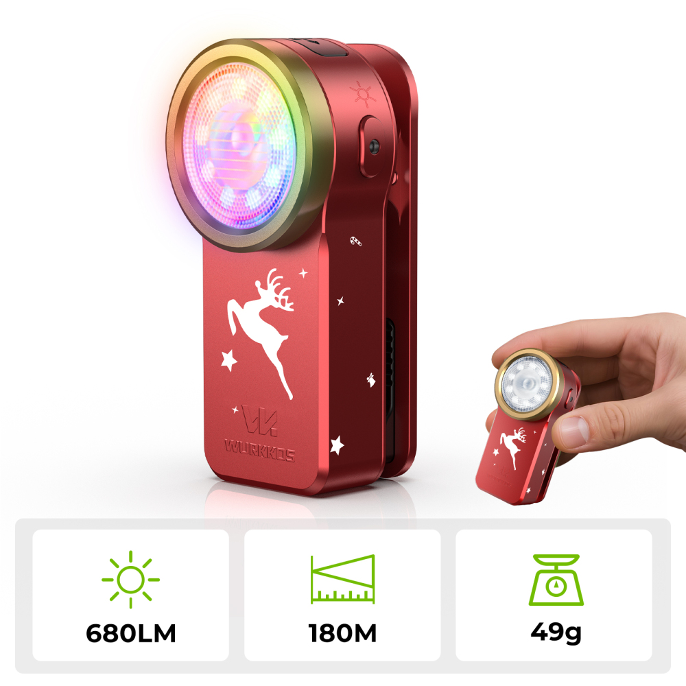 【 Gift Set Available】Wurkkos HD03 Clip Light, 680LM USB C Rechargeable Pocket Flashlight, with Spotlight/Floodlight(95 CRI)/RGB Lights/Magnet Inside/Buck Driver/ IPX6 Waterproof