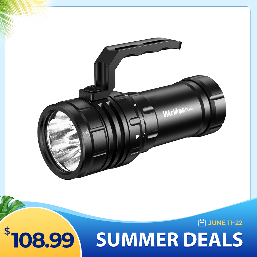 Wurkkos DL46 Diving Flashlight , 20000lm, USB-C Rechargeable, 30000 mAh battery, Power Bank