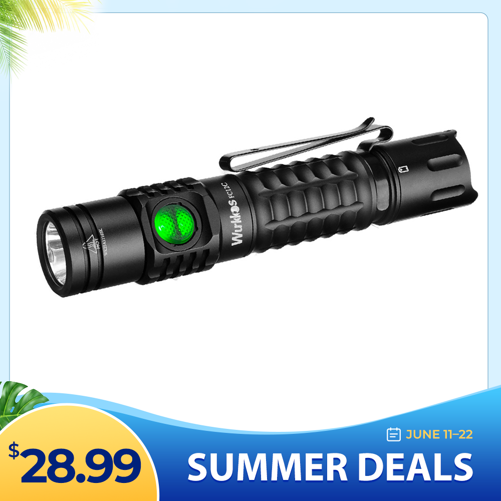 Wurkkos FC12C Buck Circuit Tactical Flashlight, Long-range 1600 LM/332 M, Tactical & Ramping for indoor/outdoor use