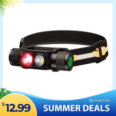 H25LR LED Rechargeable Headlamp with 90 High CRI Bright White Light＆660nm Red Torch, USB C charhing ＆18650 battery