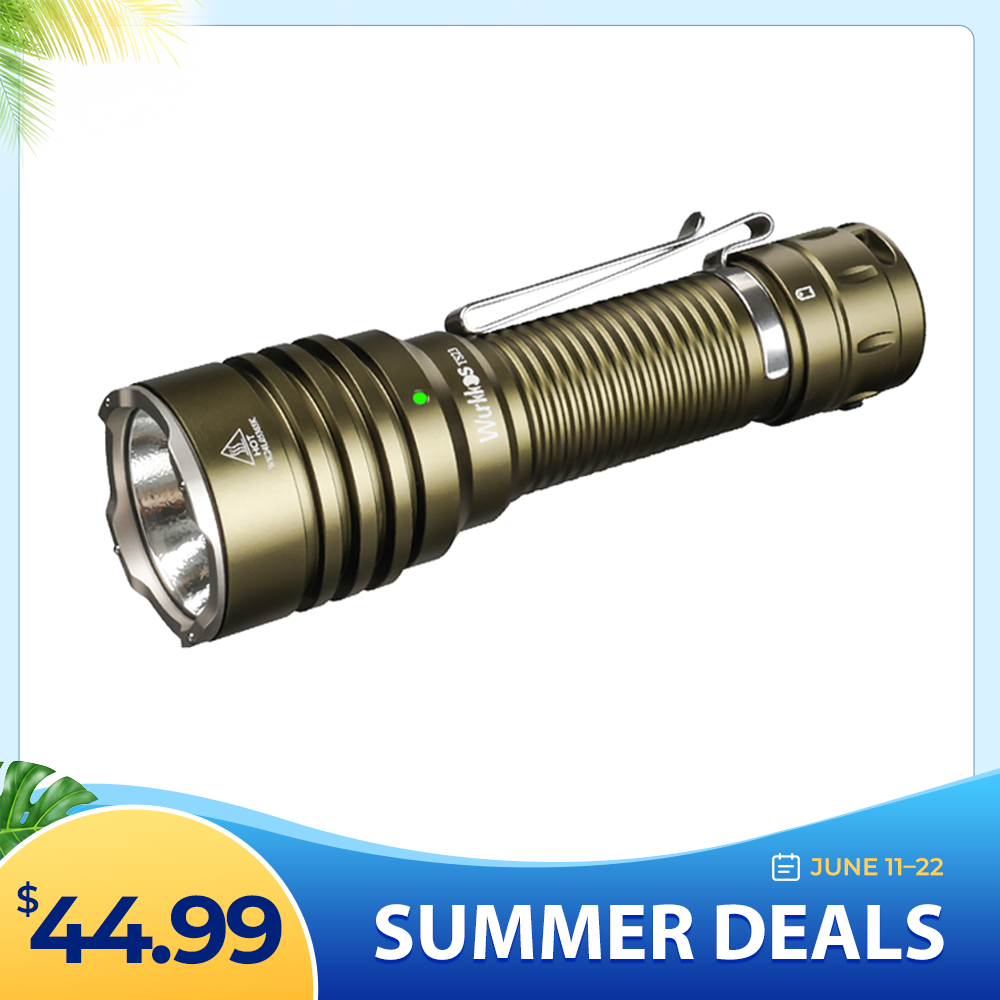 Wurkkos TS23 21700 Tactical Flashlight XHP70.3 HI LED 5000Lm Torch IP68 Waterproof Two Group Mode EDC Tail Switch