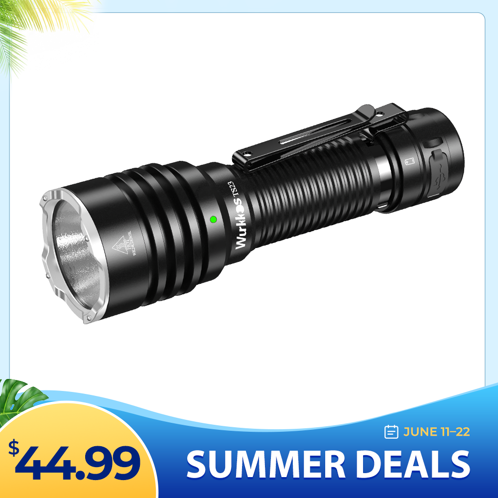 Wurkkos TS23 21700 Tactical Flashlight XHP70.3 HI LED 5000Lm Torch IP68 Waterproof Two Group Mode EDC Tail Switch