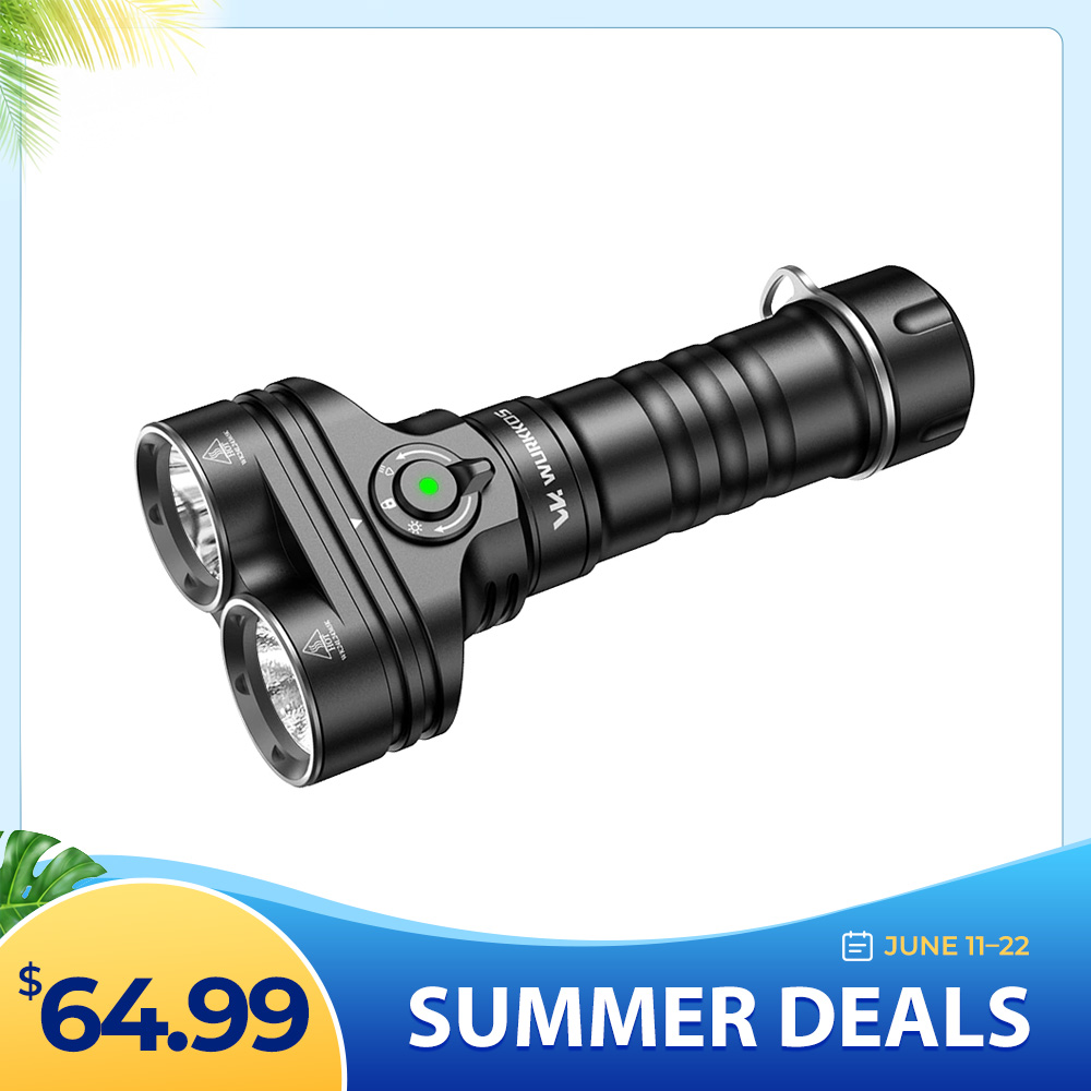 【New Release】Wurkkos DL05 Dual-Head Dive Light ,Spot & Flood Beam,  6000 Lumens, 429m Beam, IPX8 Waterproof, , Detachable Battery