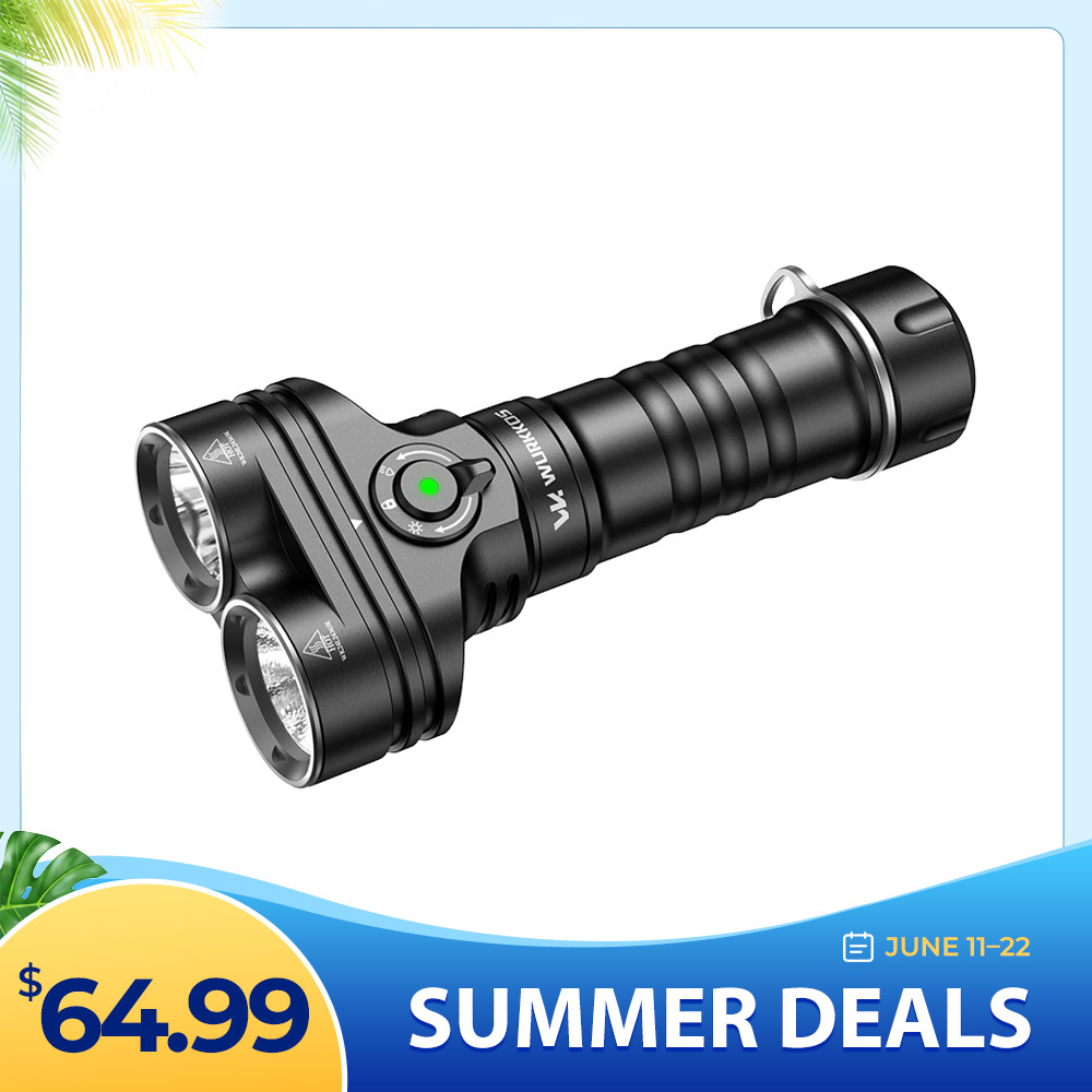 【New Release】Wurkkos DL05 Dual-Head Dive Light ,Spot & Flood Beam,  6000 Lumens, 429m Beam, IPX8 Waterproof, , Detachable Battery