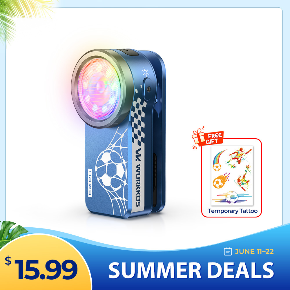 Wurkkos HD03 Football Fan Edition – 680LM USB-C Rechargeable EDC Clip Light with 95 CRI Floodlight, RGB LEDs & Magnetic Base