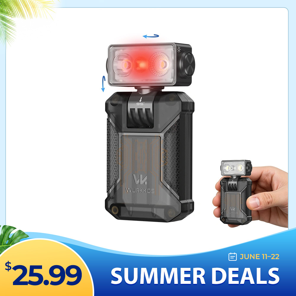 【New Release】WURKKOS HD04 Clip-On EDC Flashlight – 750LM, Multi-Angle 180° Rotating Head, Spotlight/Floodlight/RGB for Outdoor, Work & Emergency