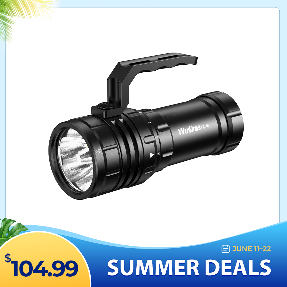 Wurkkos DL06 Diving Flashlight, 15000 Lumens, 555m Beam, Power Bank Function, IPX8 Waterproof, 3×21700 Batteries