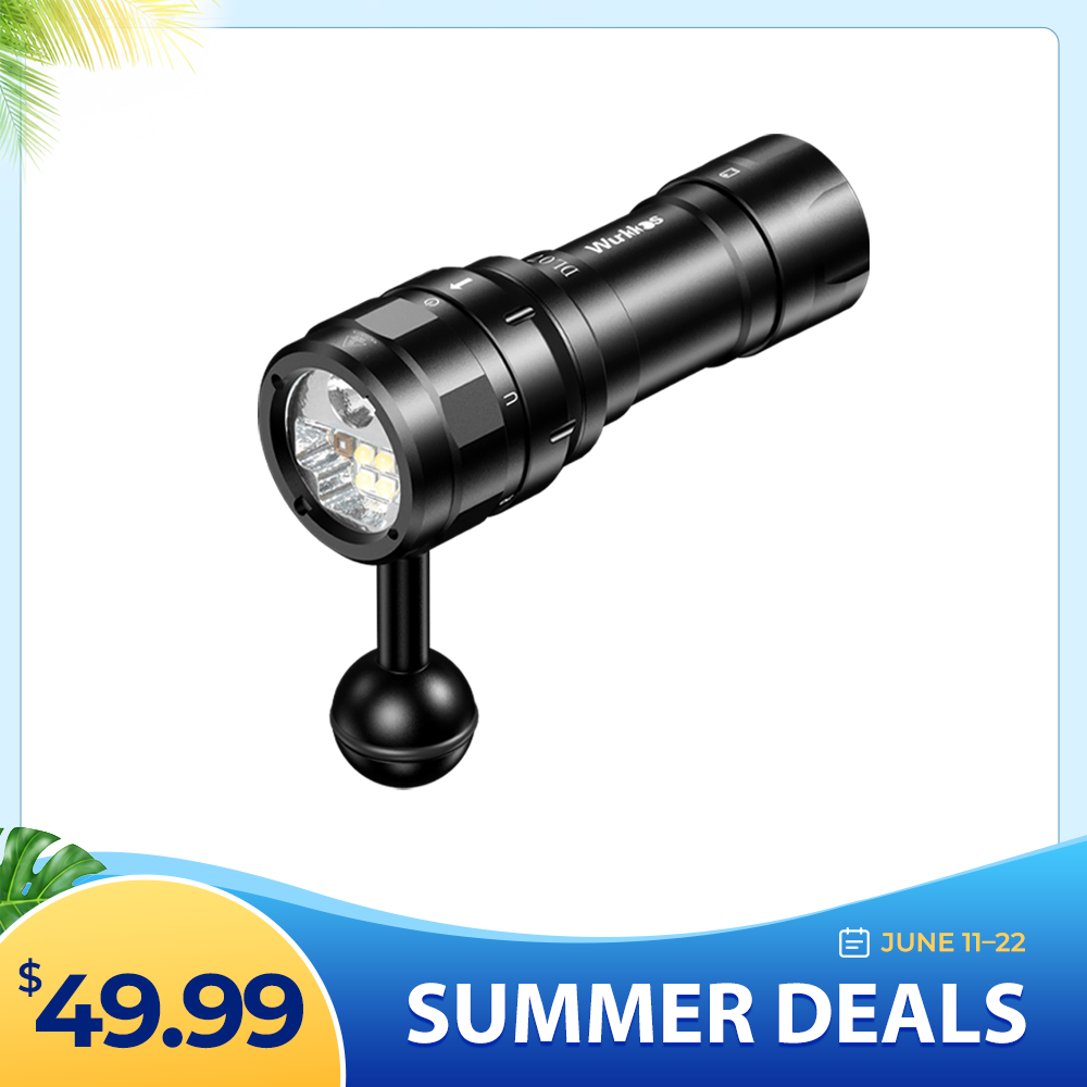 Wurkkos DL07 Amphibious Flashlight, Multicolor LED with White/Red/UV light, Multifunctional Torch for Diving/Filling light/Hiking/Camping, Equipped with 26650 battery ＆ Magnetic Switch