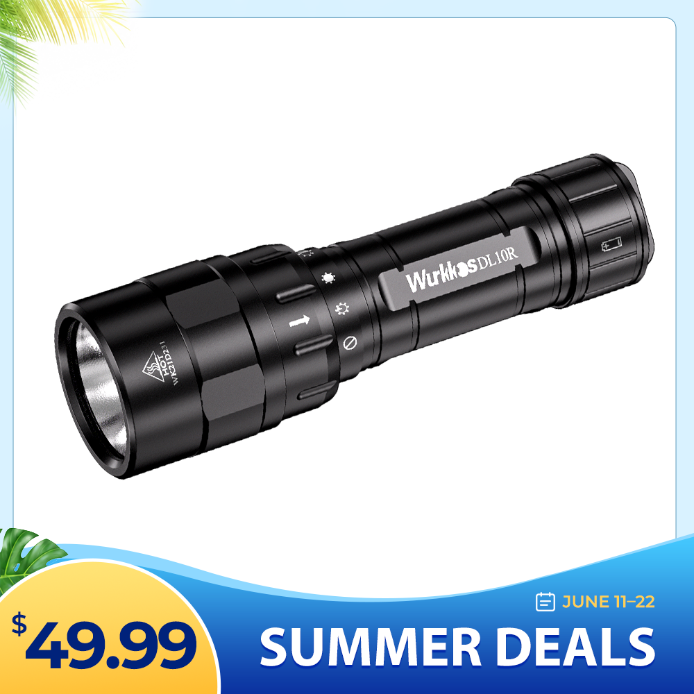 Wurkkos DL10R USB C Rechargeable Powerful 4500lm XHP70.2 21700 Flashlight Diving Light with Magnetic Control Switch Underwater Torch