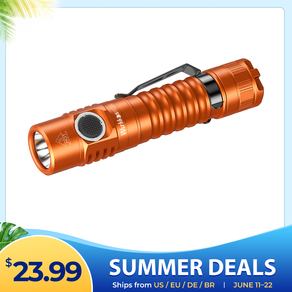 【US warehouse No Tax】Wurkkos FC11C Nichia 519A Buck Circuit Flashlight, Max ouput 1200Lumens 18650 LED with Magnetic Tail USB C Rechargeable Torch