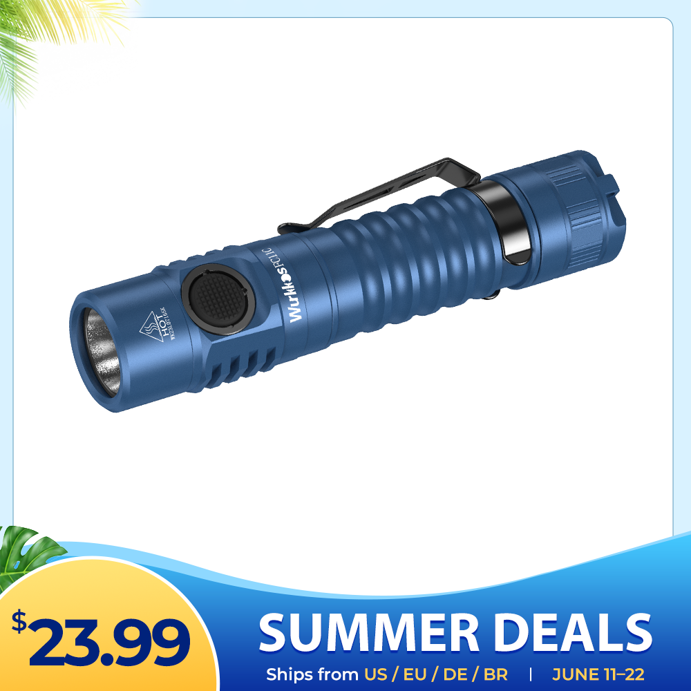 【US warehouse No Tax】Wurkkos FC11C Nichia 519A Buck Circuit Flashlight, Max ouput 1200Lumens 18650 LED with Magnetic Tail USB C Rechargeable Torch