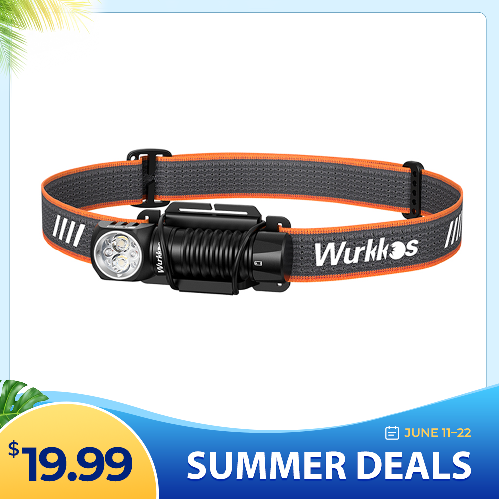 Wurkkos HD12 Mini Angle Light, White&Red Beam, USB C Rechargeable 14500/AA Headlamp ,with Simple UI/Adjustable Headband