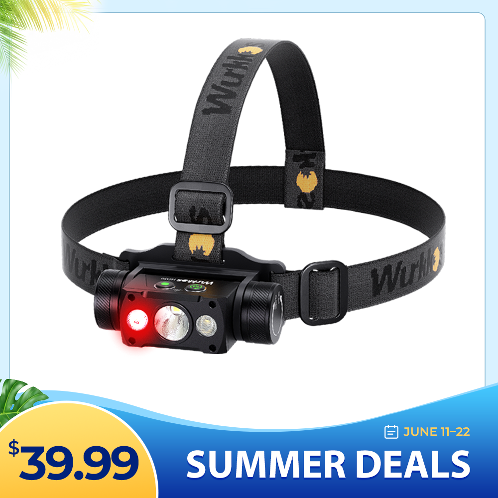Wurkkos HD50 Headlamp with Spotlight & Floodlight&red light, 4000LM/ 239M Powerful Flashlight Magnetic Tailcap USB C Rechargeable with dual swtich