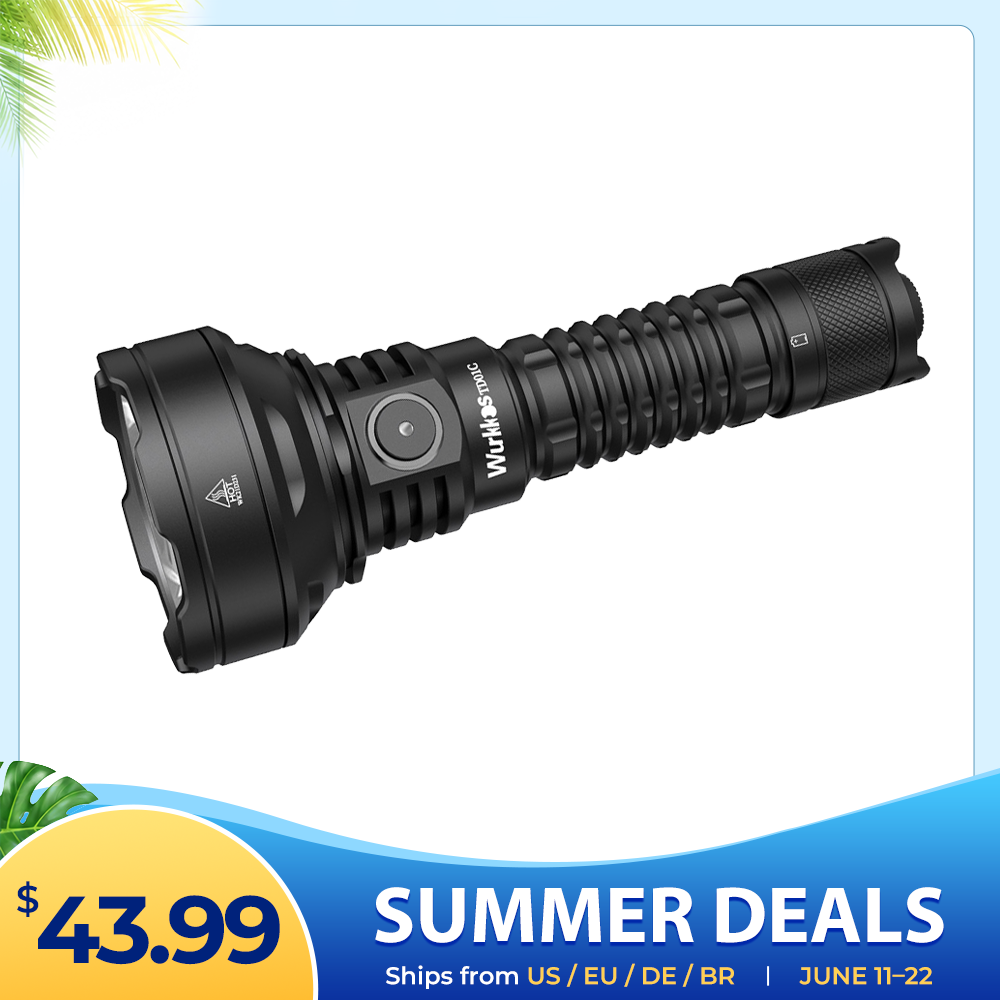 【US warehouse No Tax】Wurkkos TD01C Rechargeable Tactical Flashlight, Throw 1000M IPX8 Waterproof, USB-C Torch PMMA Lens