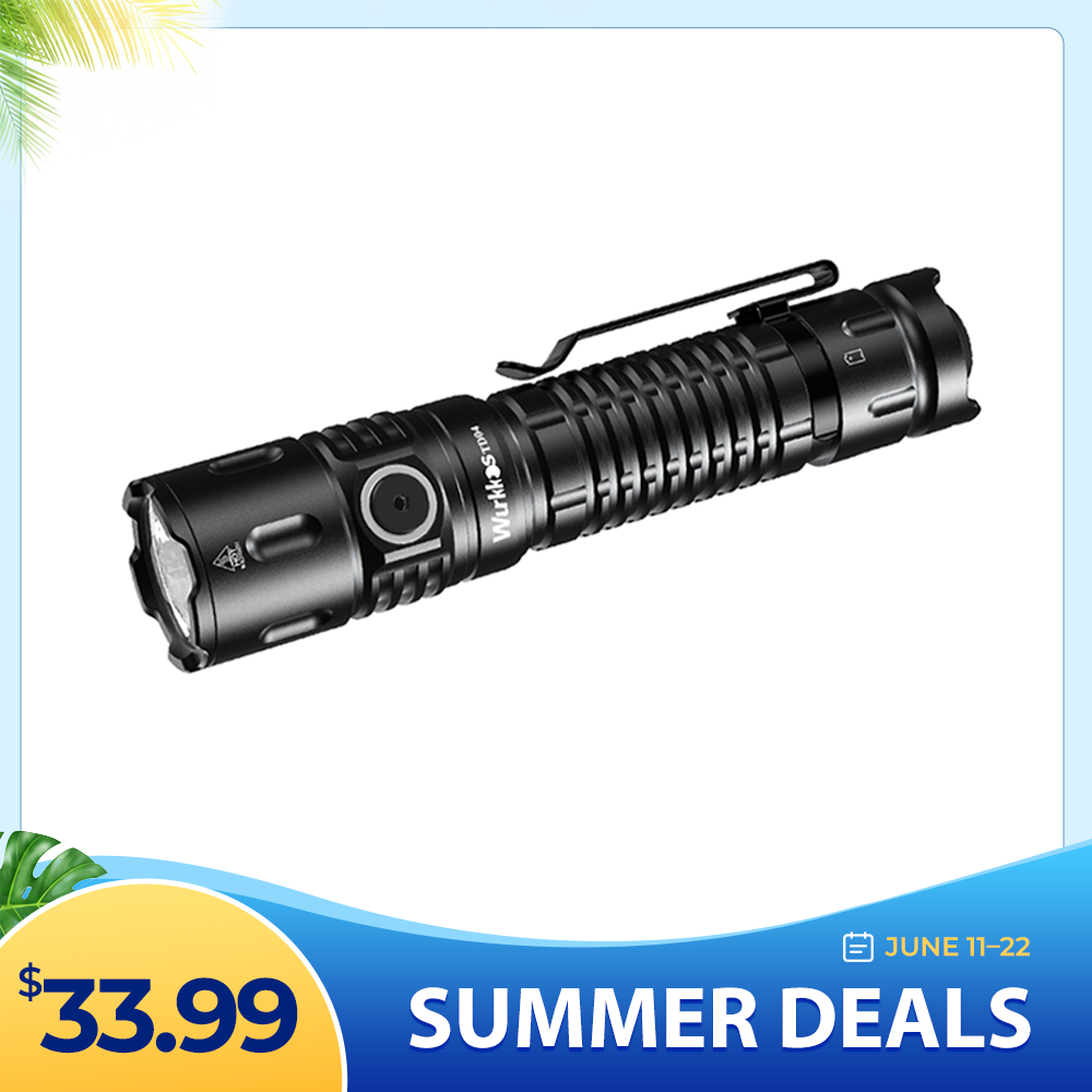Wurkkos TD04 XHP50D HI Rechargeable Flashlight USB-C 3000 lumens Torch IP68 Waterproof EDC Tail Switch,21700 Battery Two Groups Tactical