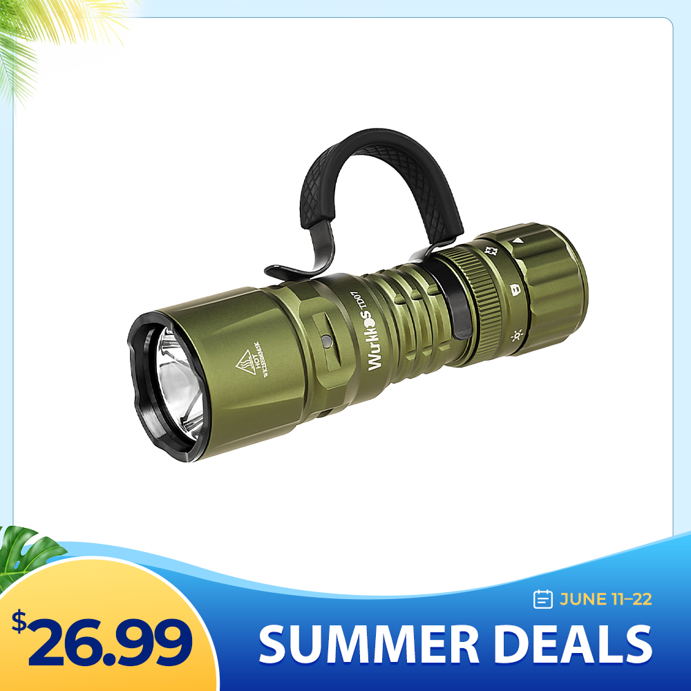 Wurkkos TD07 Tactical Flashlight, USB C Rechargeable 1300 Lumens, 479m Long Range EDC Flashlight