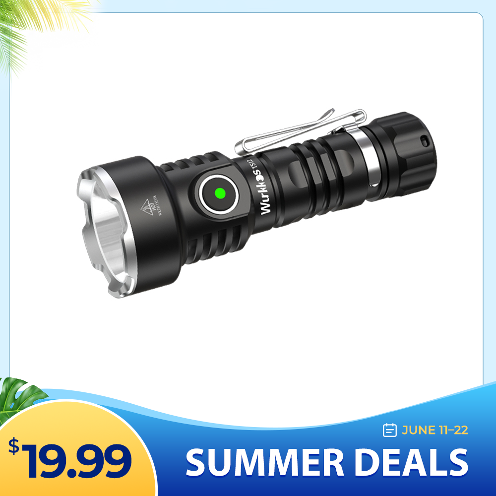 Wurkkos TS12 Mini Thrower EDC Flashlight, 1350LM 473Meters Powerful USB C Rechargeable Light