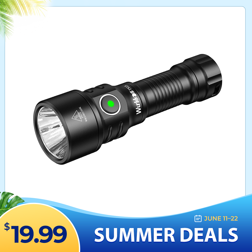 Wurkkos TS15 Mini Thrower EDC Flashlight, 401 Meters, Buck Driver, USB-C Rechargeable, 14500 & AA battery, IP68 Waterproof