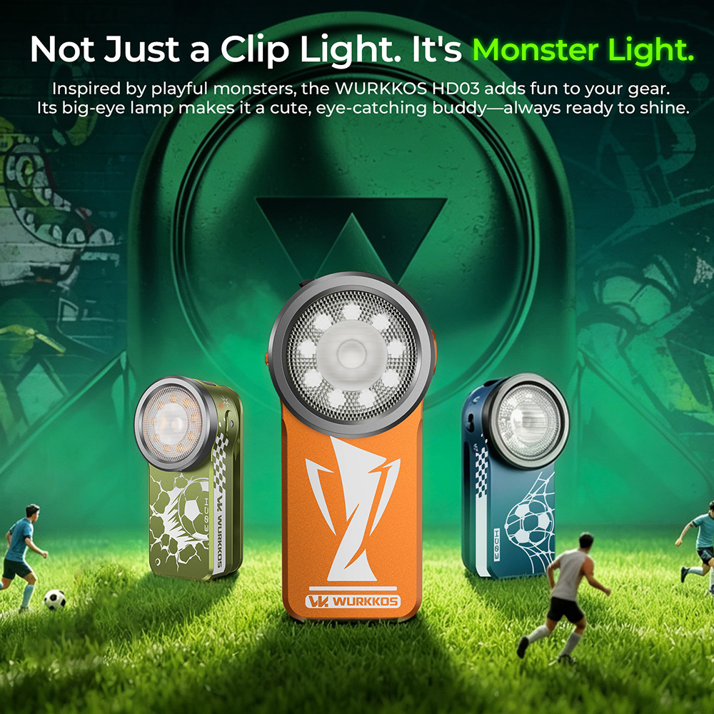 Wurkkos HD03 Football Fan Edition – 680LM USB-C Rechargeable EDC Clip Light with 95 CRI Floodlight, RGB LEDs & Magnetic Base