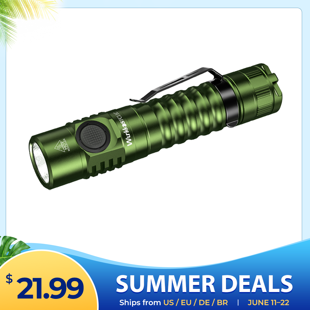 【Green FC11C Promotion】Wurkkos FC11C Nichia 519A Buck Circuit Flashlight, Max ouput 1200Lumens 18650 LED with Magnetic Tail USB C Rechargeable Torch