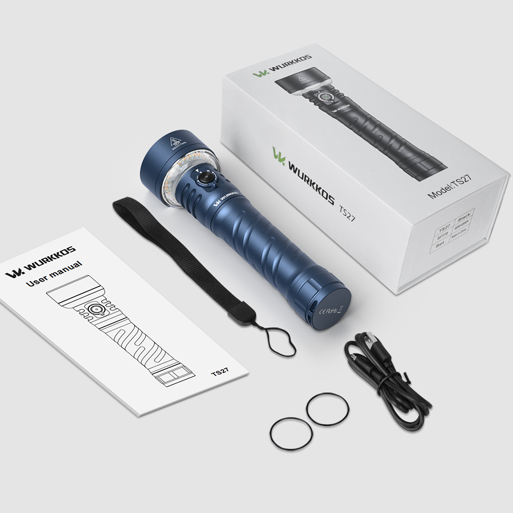 【Local Warehouse 】Wurkkos TS27 | 3200LM Super Bright Flashlight, 845m Throw, RGB Lighting, 3000–6000K Adjustable Color Temperature, 300-Hour Long Runtime, Reverse Charging Power Bank