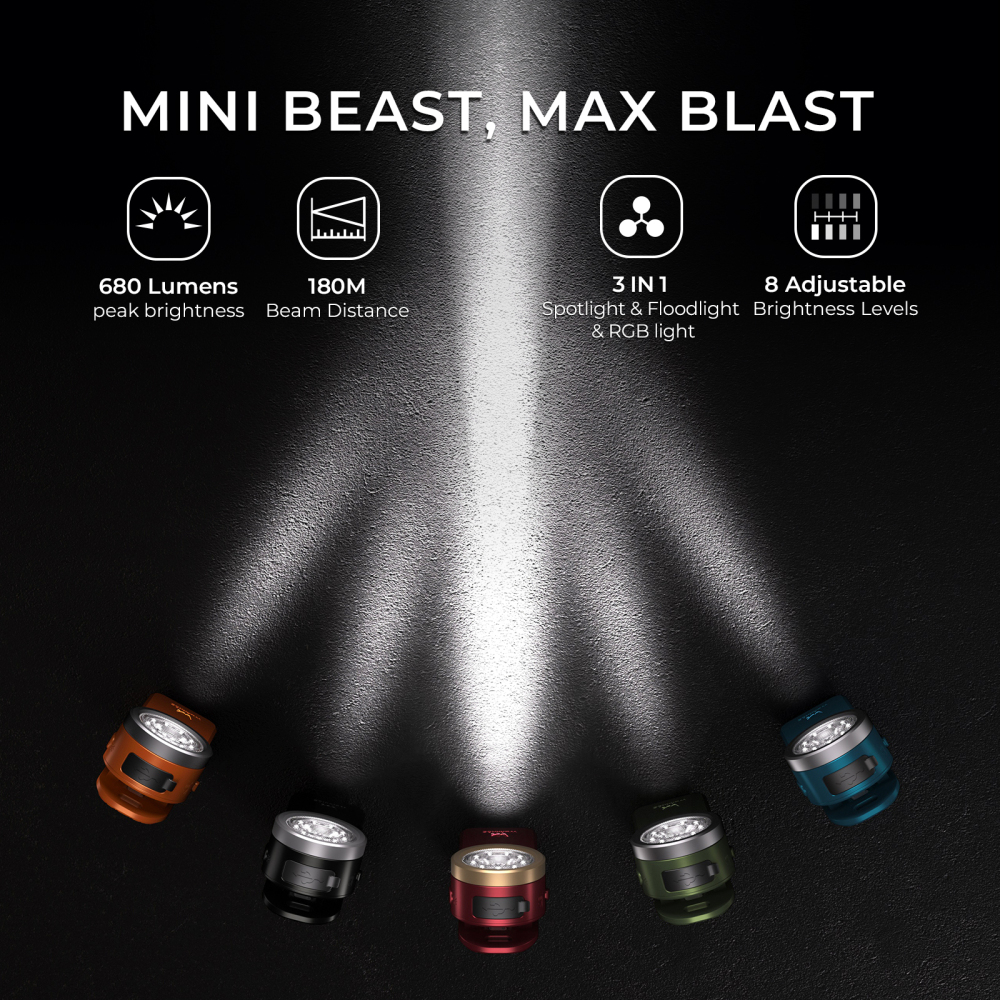 【 Local warehouse】Wurkkos HD03 Clip Light, 680LM USB C Rechargeable Pocket Flashlight, with Spotlight/Floodlight(95 CRI)/RGB Lights/Magnet Inside/ IPX6 Waterproof