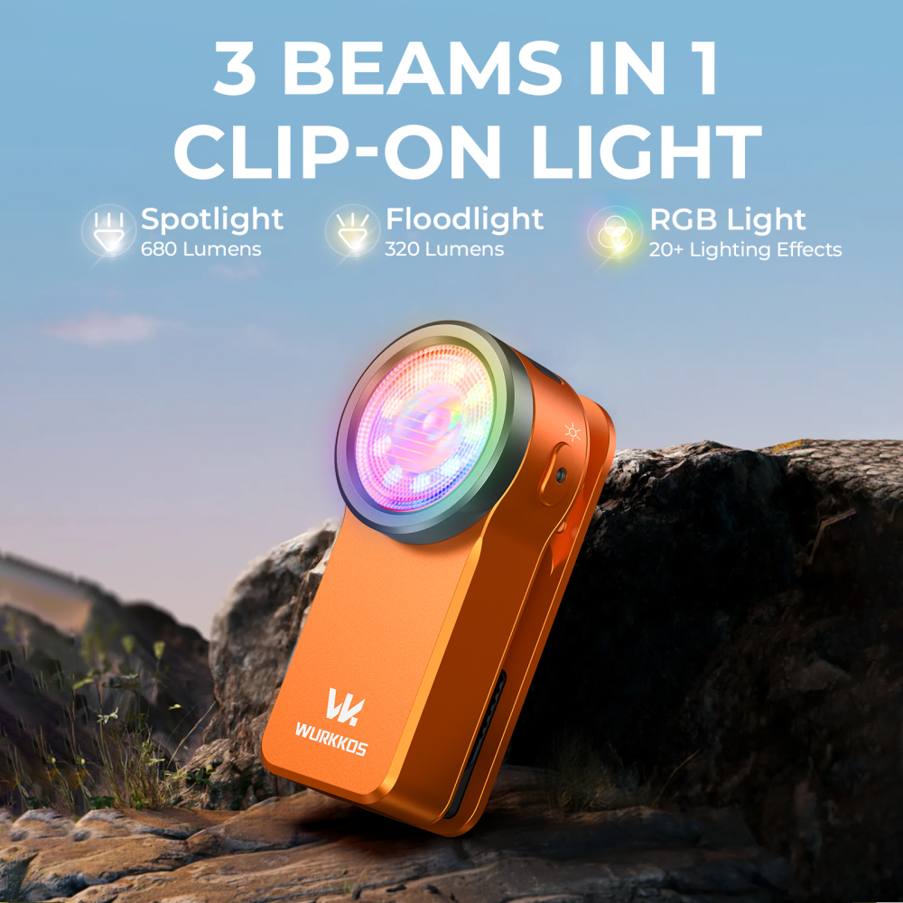 【 Local warehouse】Wurkkos HD03 Clip Light, 680LM USB C Rechargeable Pocket Flashlight, with Spotlight/Floodlight(95 CRI)/RGB Lights/Magnet Inside/ IPX6 Waterproof