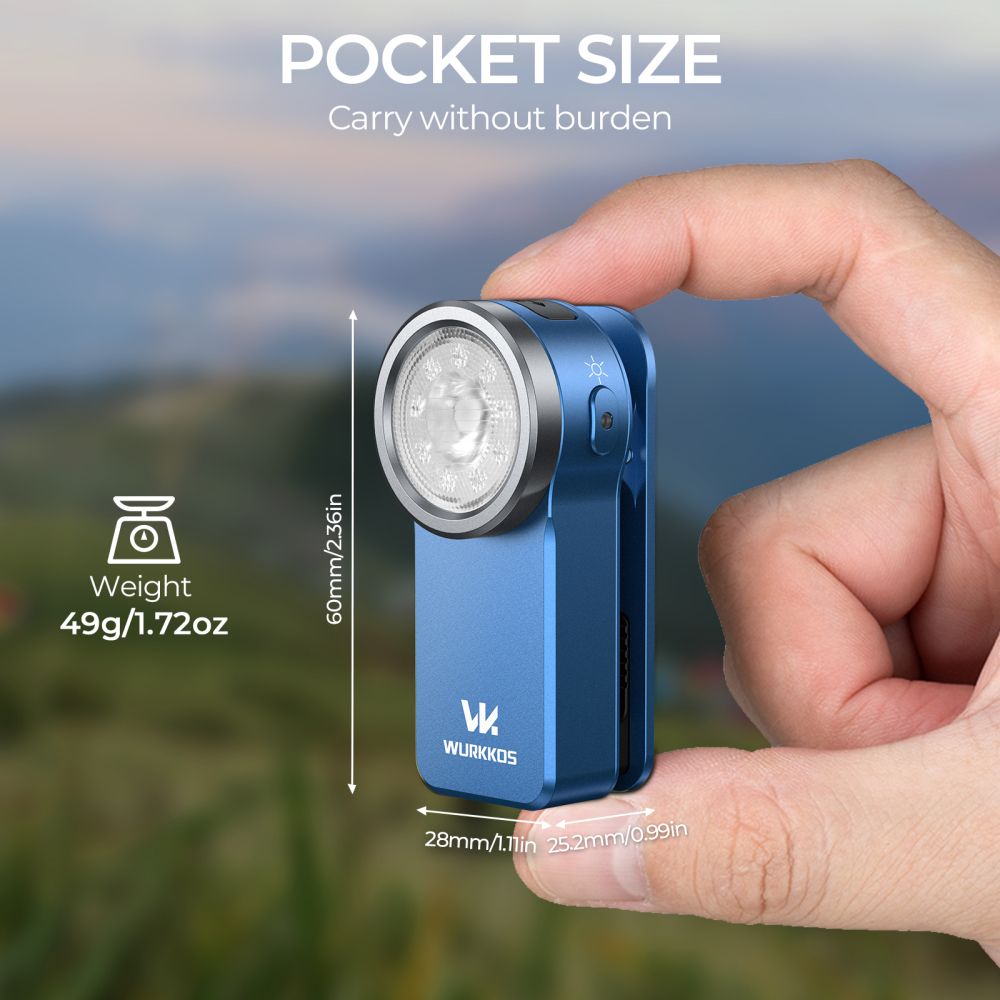 【 Local warehouse】Wurkkos HD03 Clip Light, 680LM USB C Rechargeable Pocket Flashlight, with Spotlight/Floodlight(95 CRI)/RGB Lights/Magnet Inside/ IPX6 Waterproof