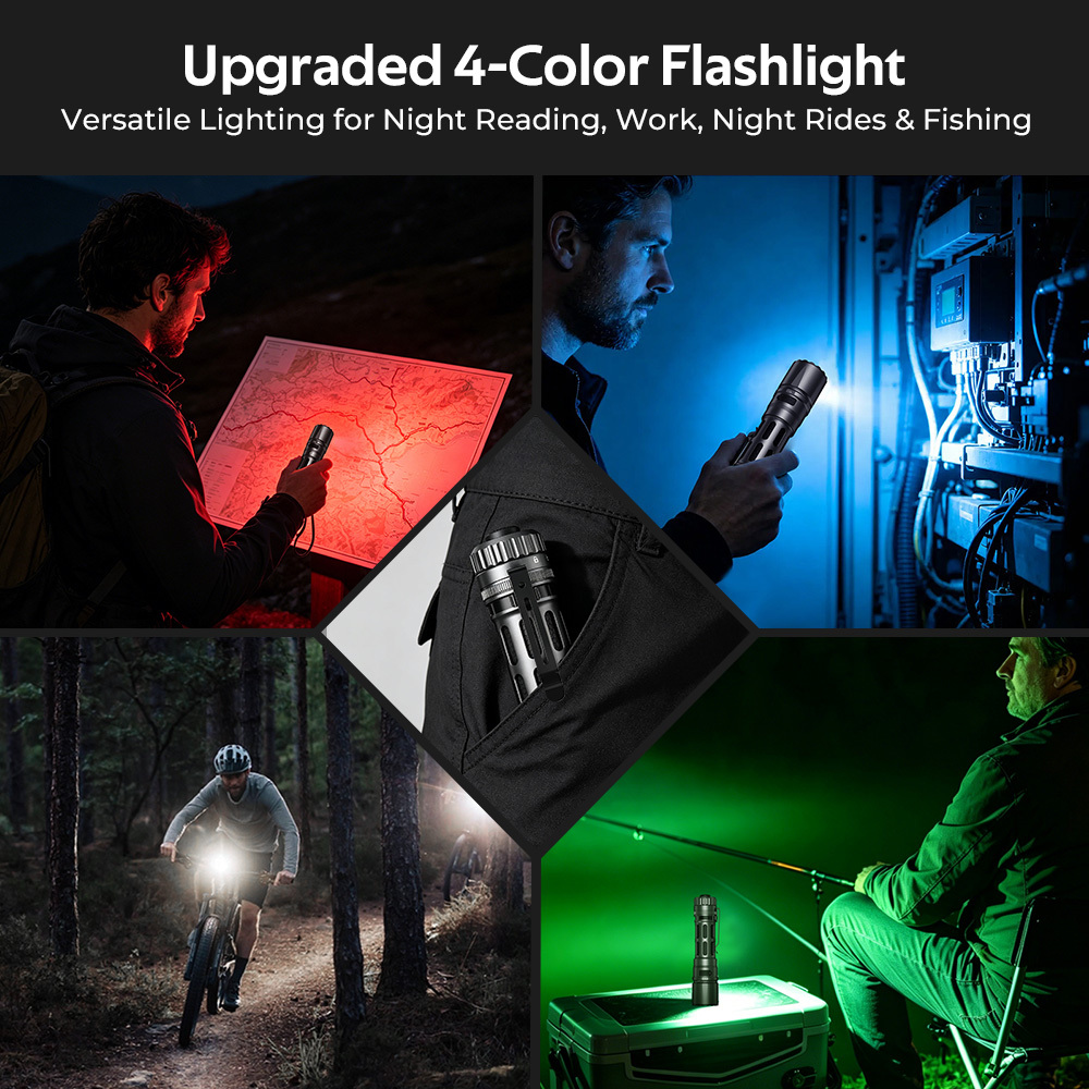 【New Release】Wurkkos T1 Rechargeable Tactical Utility Flashlight with Multi-Color Utility Side Light, 5500 Lumens, 415m Throw