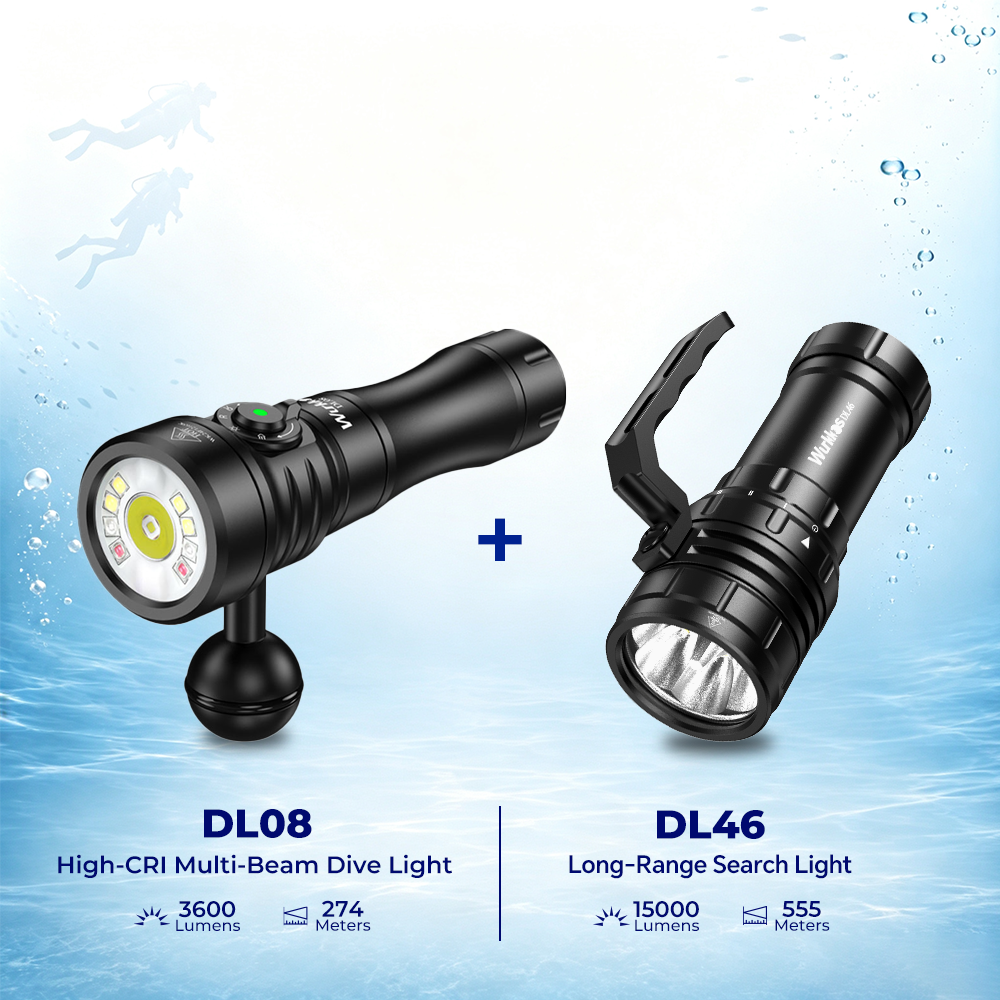 Wurkkos DL46 Diving Flashlight , 20000lm, USB-C Rechargeable, 30000 mAh battery, Power Bank