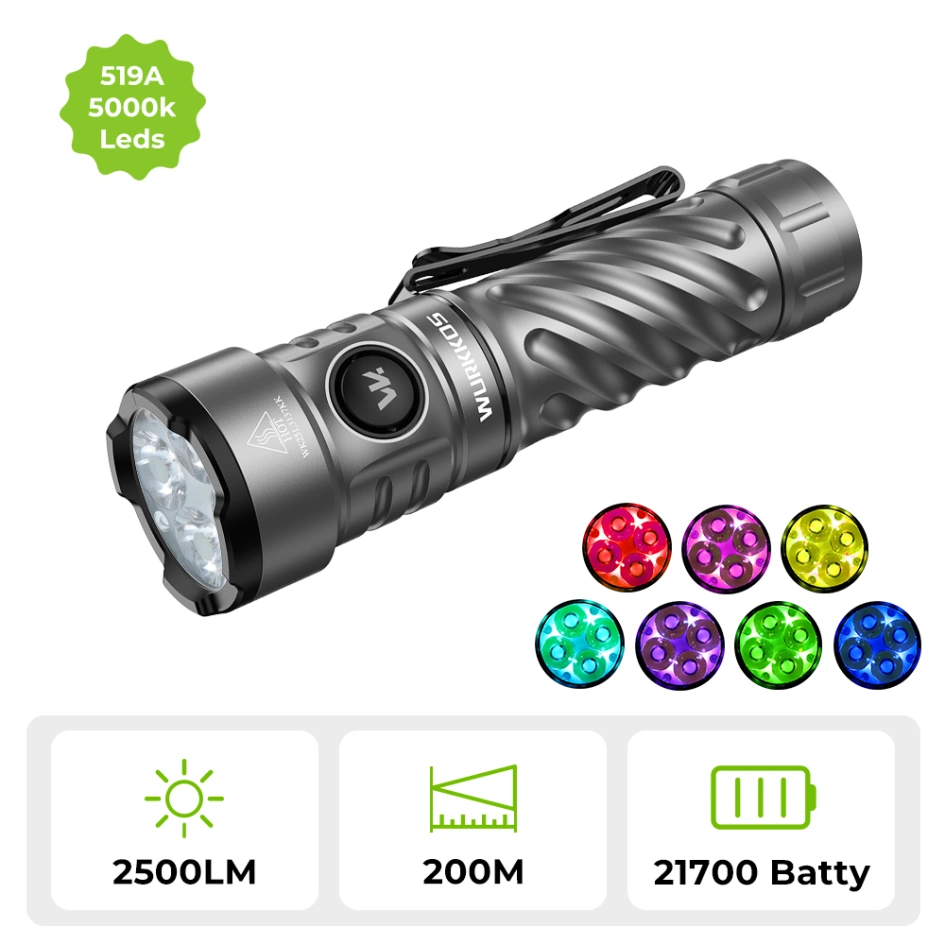 Wurkkos TS30S PRO Powerful 6000lm Flashlight, Reverse charging