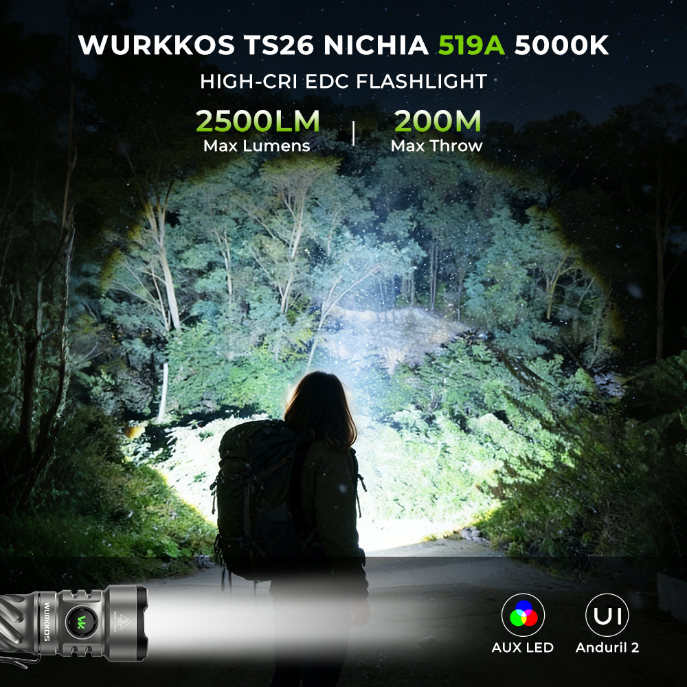 【New Release】Wurkkos TS26 Anduril EDC Flashlight, 3470 Lumens 197M, Boost driver, Reverse Charging＆IPX8, Magnetic tailcap