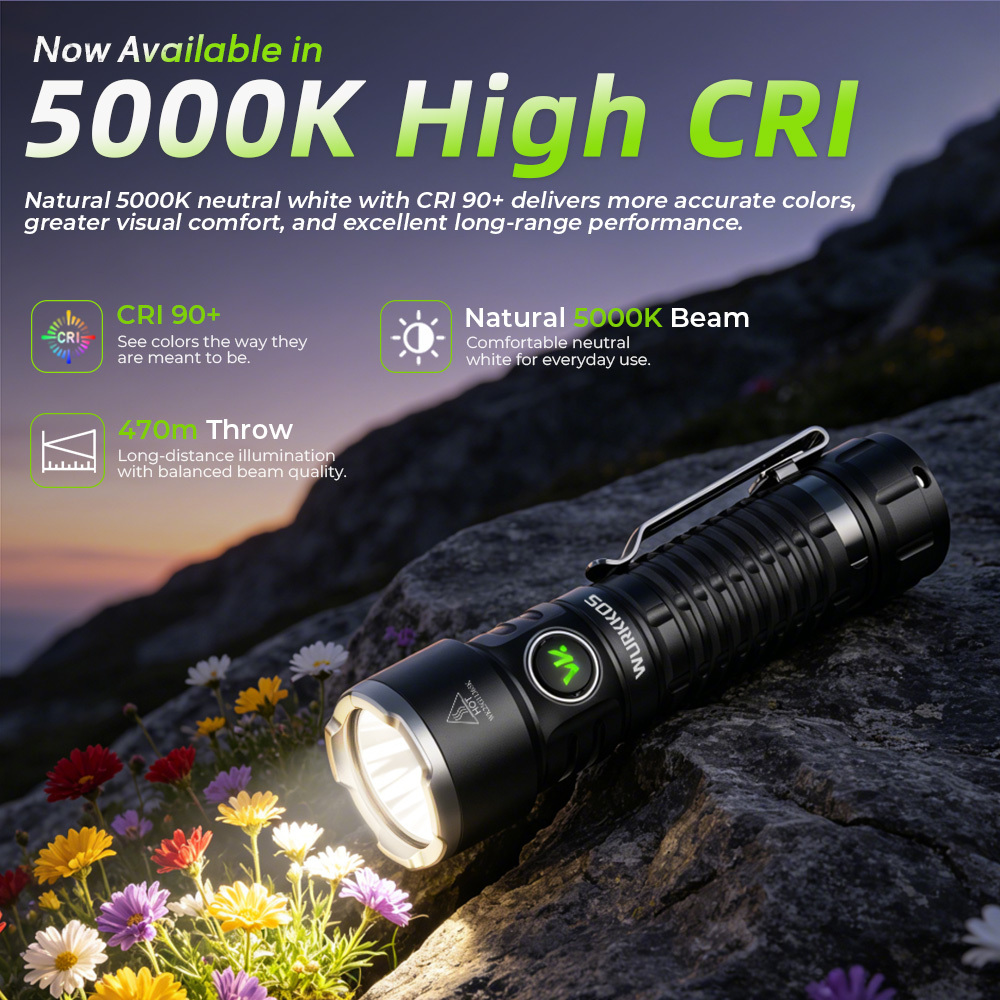 Wurkkos TS28 3200 Lumens EDC Flashlight, Ultra Long Range 506m, Stainless Steel Bezel, Magnetic Tail, IPX8,21700 Battery Included
