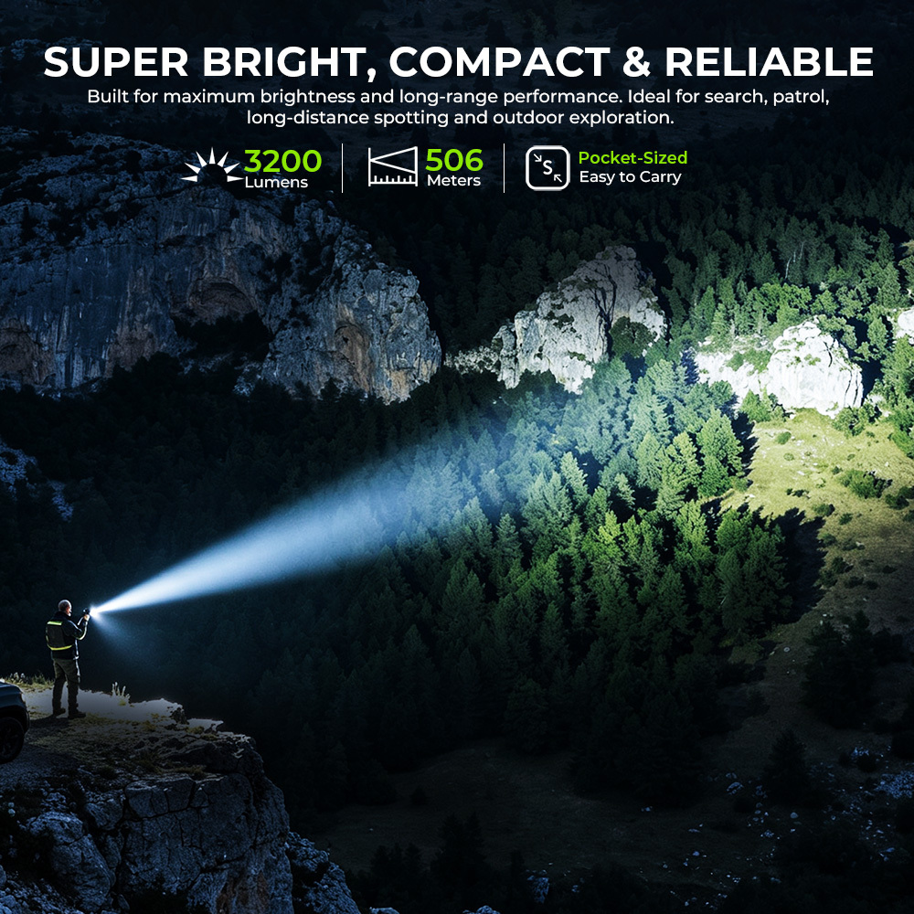 Wurkkos TS28 3200 Lumens EDC Flashlight, Ultra Long Range 506m, Stainless Steel Bezel, Magnetic Tail, IPX8,21700 Battery Included