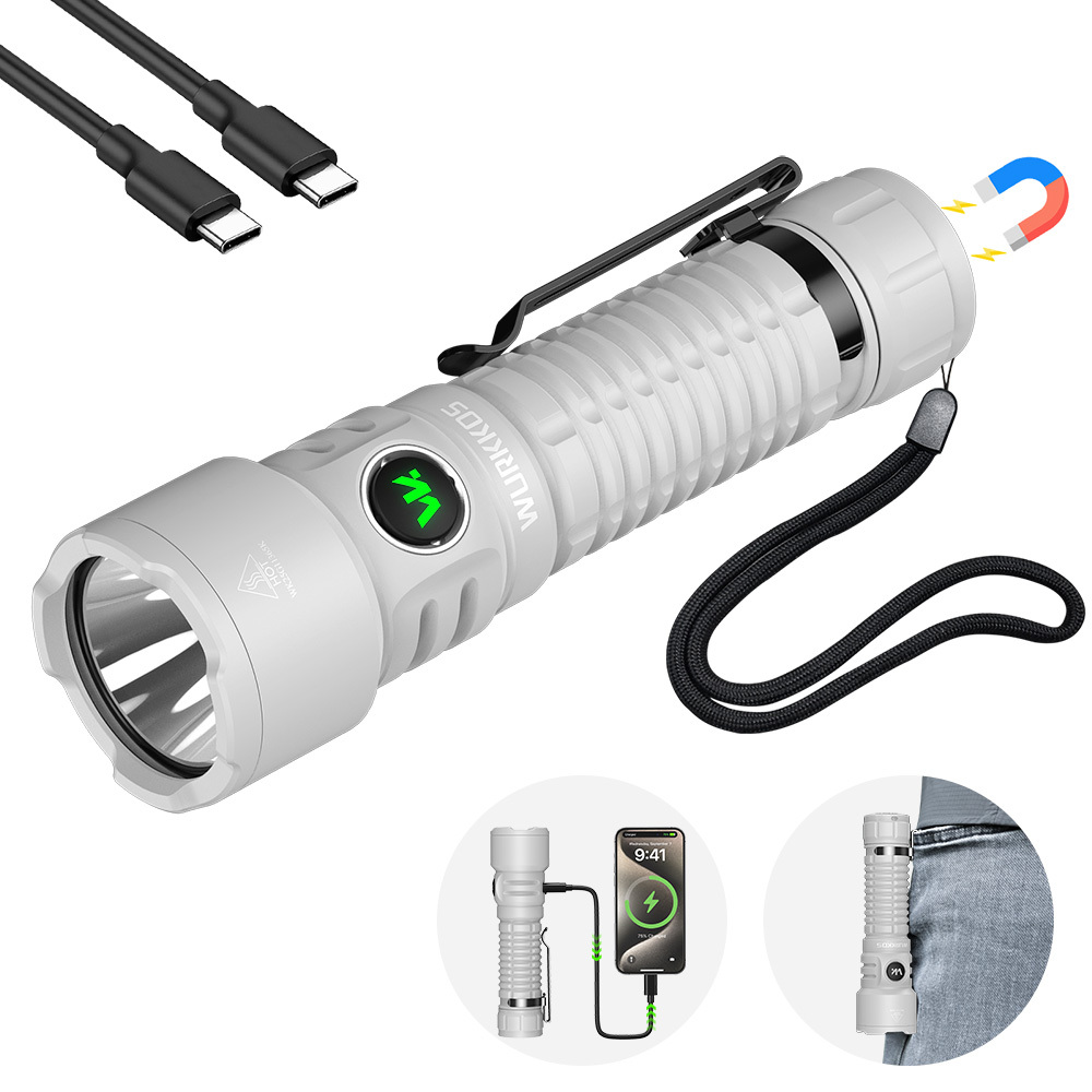 Wurkkos TS28 3200 Lumens EDC Flashlight, Ultra Long Range 506m, Stainless Steel Bezel, Magnetic Tail, IPX8,21700 Battery Included
