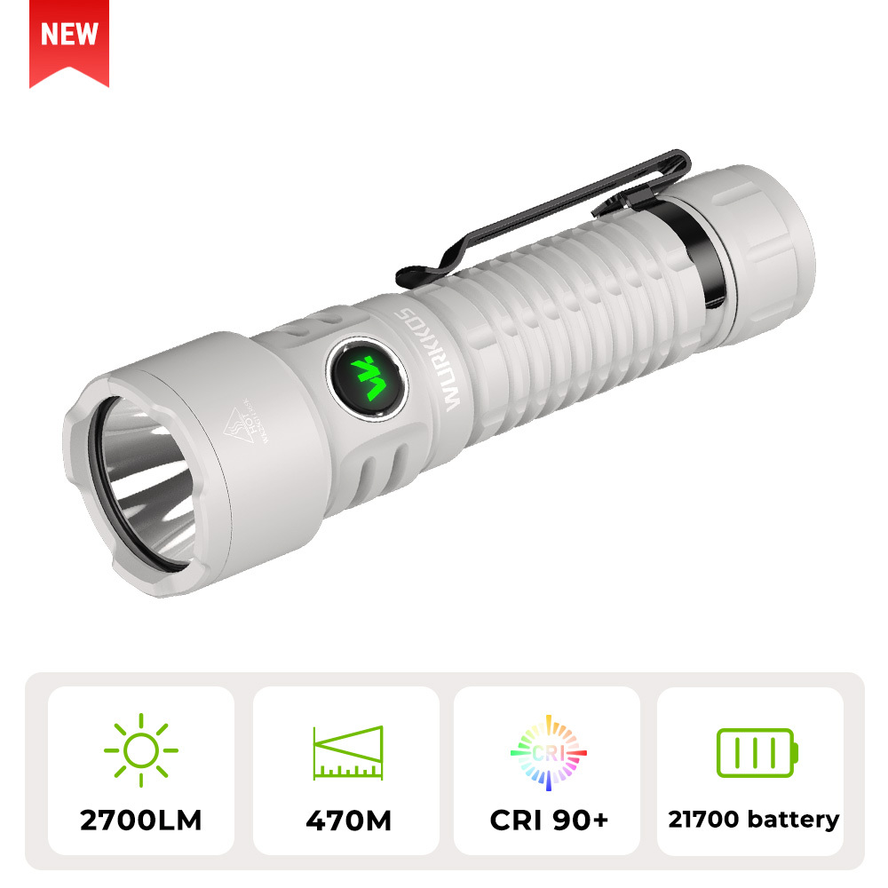 Wurkkos TS28 3200 Lumens EDC Flashlight, Ultra Long Range 506m, Stainless Steel Bezel, Magnetic Tail, IPX8,21700 Battery Included