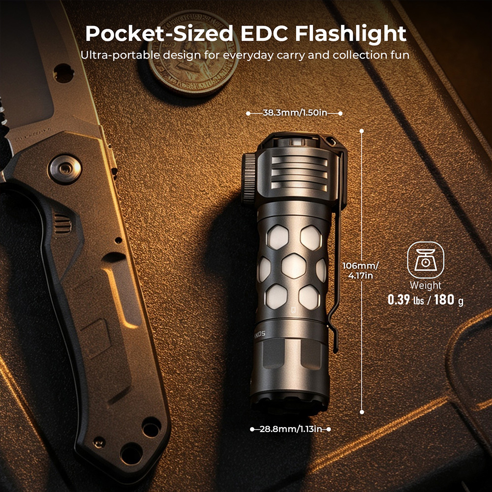 【New Release】WURKKOS K1 3-in-1 EDC Flashlight, 2000LM 600M Long-Range, Spot · Flood · 360° Ambient Light