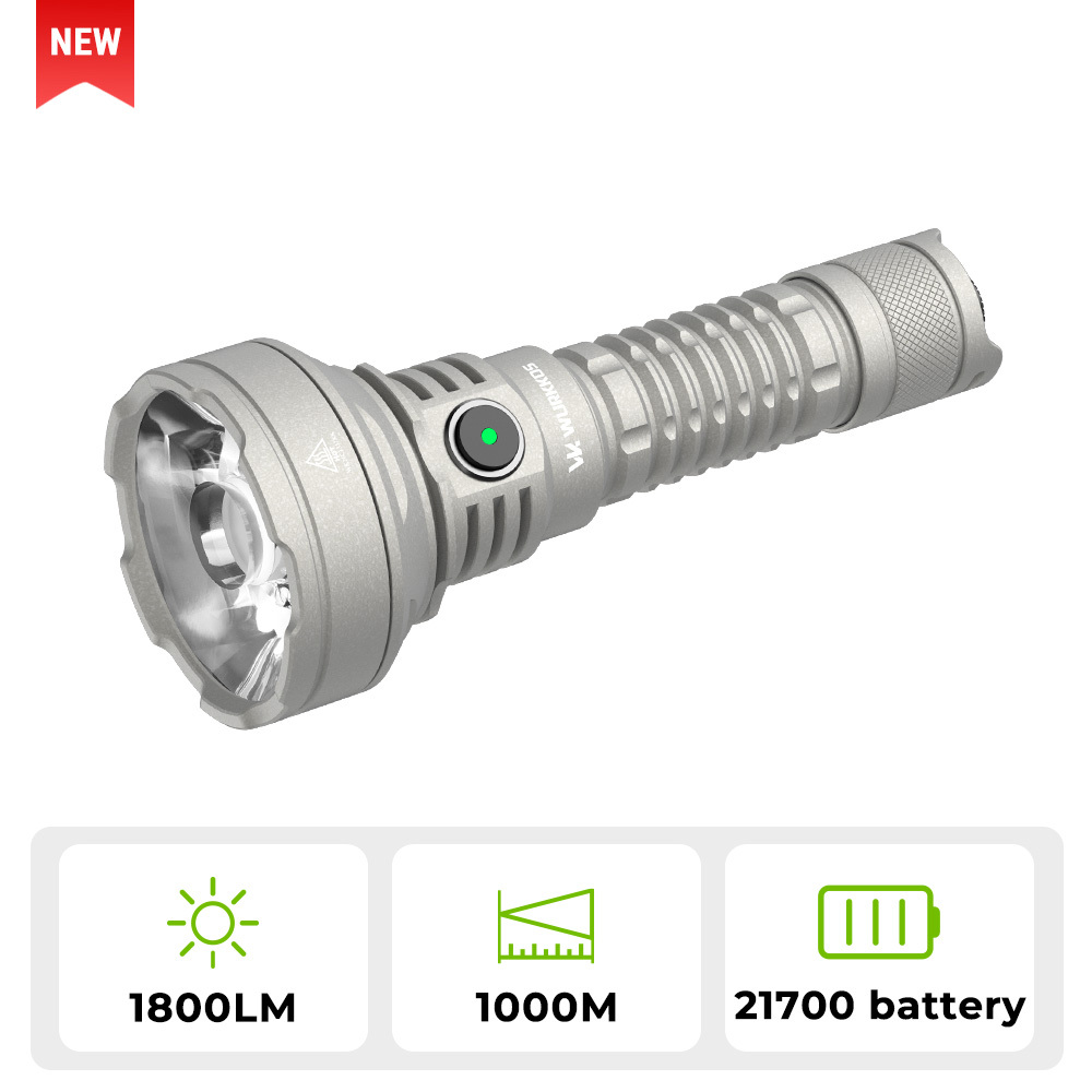 Wurkkos TD01/TD01C Rechargeable Tactical Flashlight, Throw 1039M IPX8 Waterproof, USB-C Torch PMMA Lens