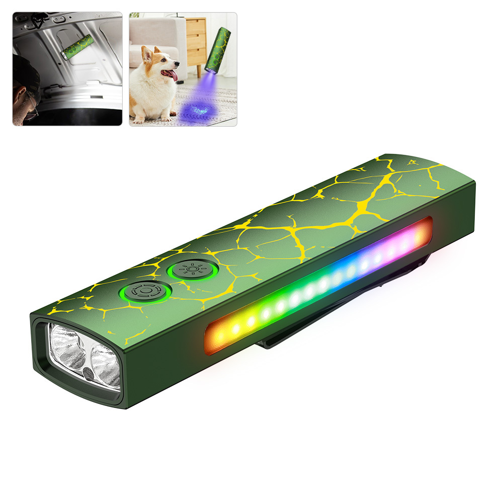 Wurkkos HD01 PRO Flat EDC Flashlight, 365nm UV, Green Laser, White Flood LED, RGB Side Light, Magnetic Tail