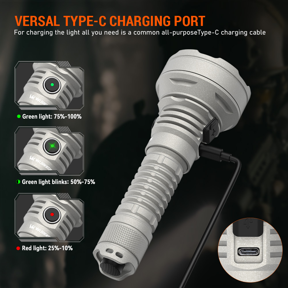Wurkkos TD01C Tactical Flashlight | 1000m Beam Distance, USB-C