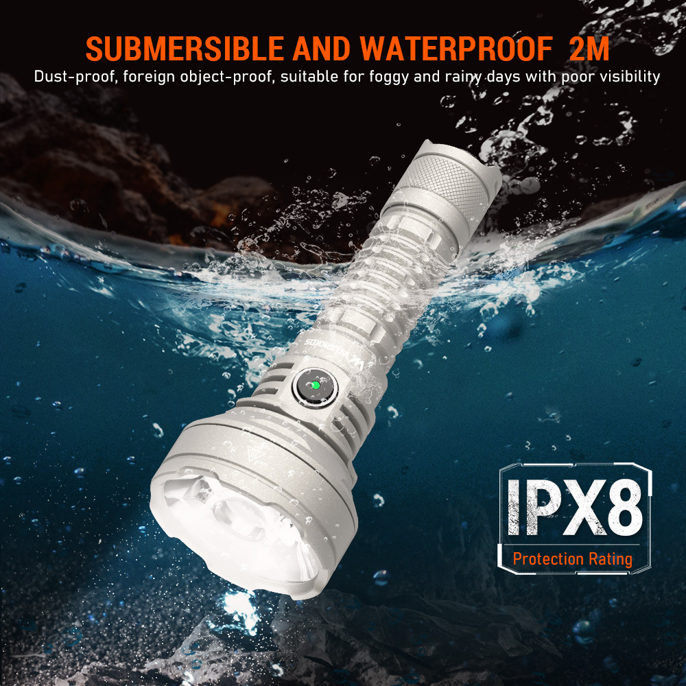 Wurkkos TD01/TD01C Rechargeable Tactical Flashlight, Throw 1039M IPX8 Waterproof, USB-C Torch PMMA Lens