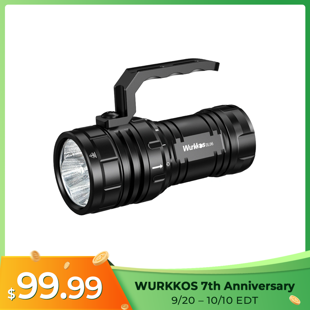 Wurkkos DL06 Diving Flashlight, 15000 Lumens, 555m Beam, Power Bank Function, IPX8 Waterproof, 3×21700 Batteries