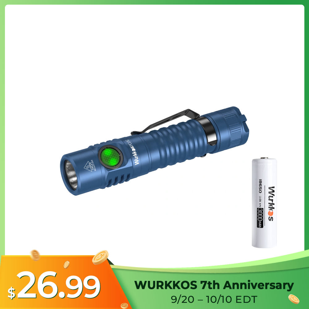 Wurkkos FC11C Nichia 519A Powerful 18650 Flashlight, USB C Rechargeable,Buck Circuit 1200Lumens with Magnetic Tail