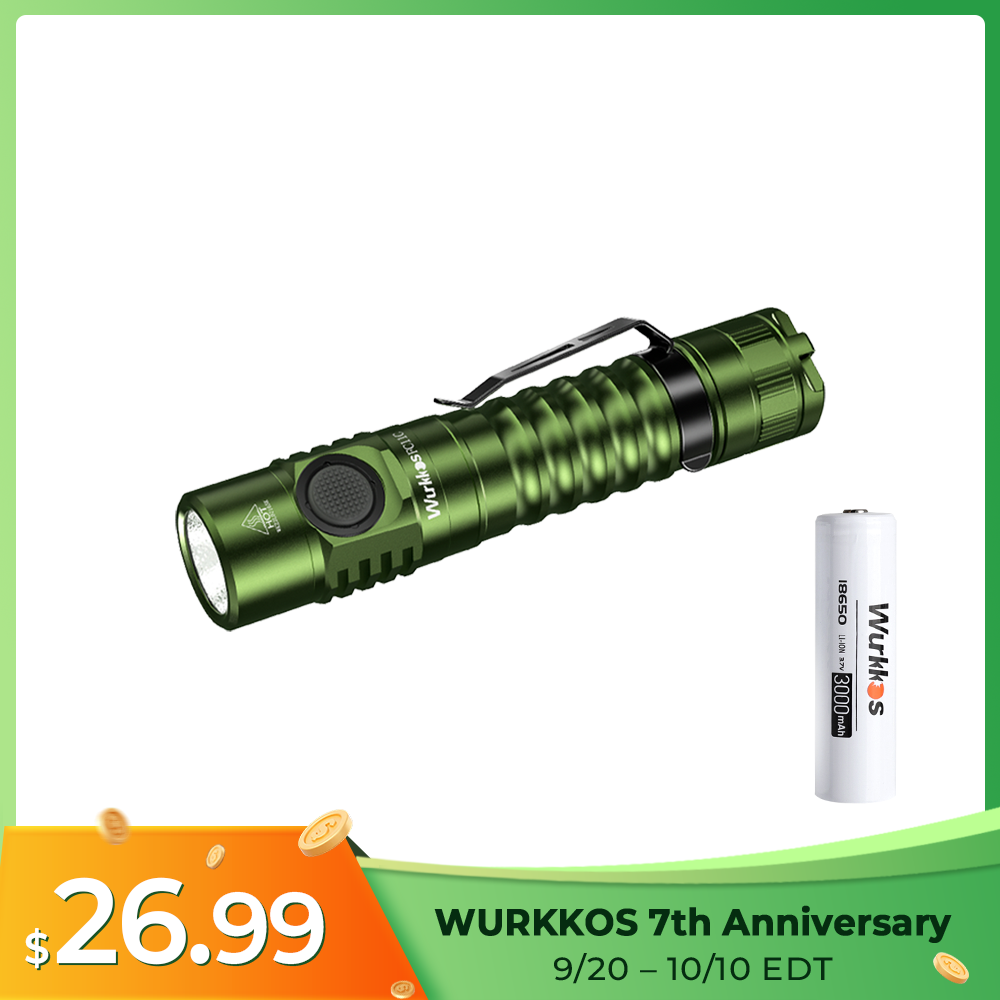 【Green available】Wurkkos FC11C Nichia 519A Buck Circuit Flashlight, Max ouput 1200Lumens 18650 LED with Magnetic Tail USB C Rechargeable Torch