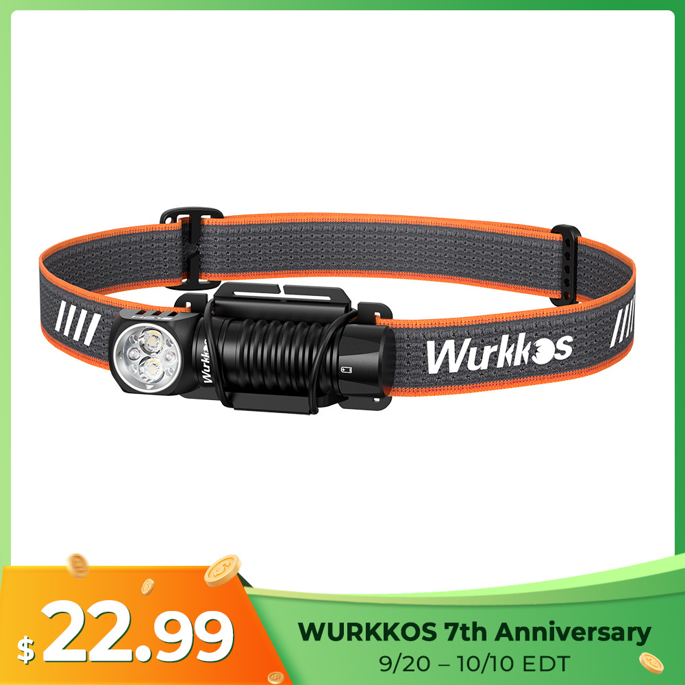 Wurkkos HD12 Mini Angle Light, White&Red Beam, USB C Rechargeable 14500/AA Headlamp ,with Simple UI/Adjustable Headband