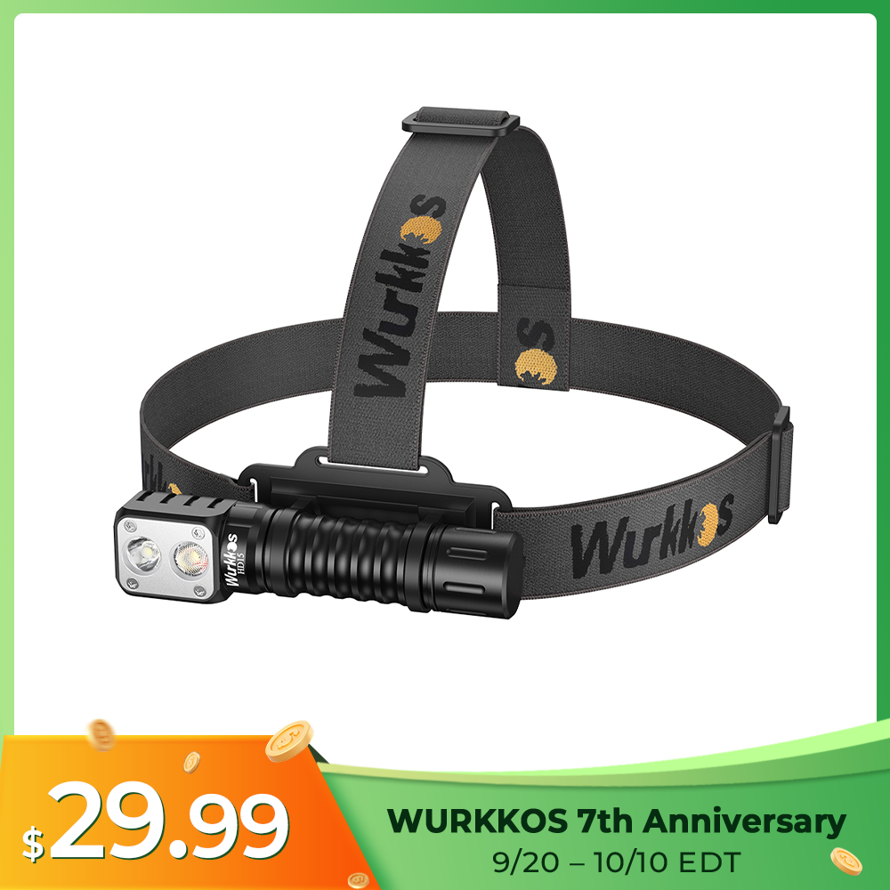 Wurkkos HD15 USB C Rechargeable 18650 Flashlight, Max output 2000lm, 18350 Compatible, with Reverse Charging