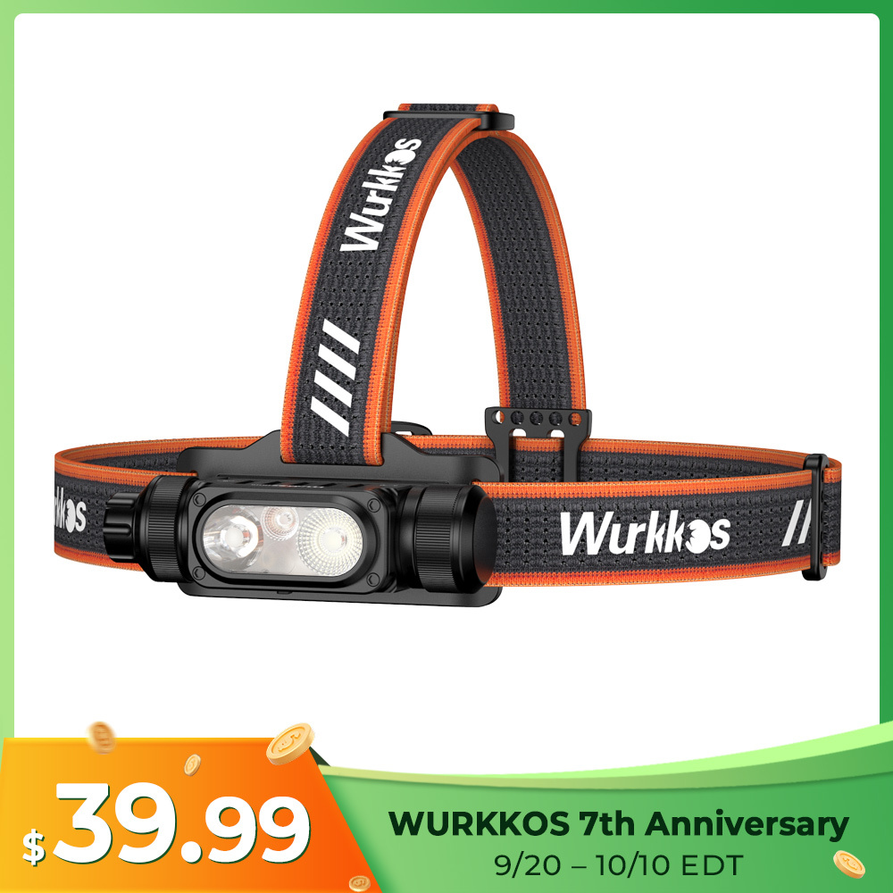 Wurkkos HD16 High-Performance Headlamp, 2500LM, 297M Beam Distance, Spot, Flood & Red Light, One-Handed Rotary Switch for Easy Operation