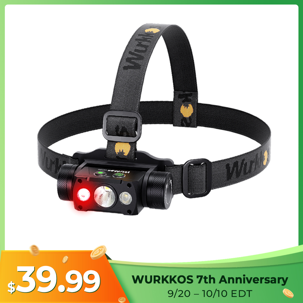Wurkkos HD50 Headlamp with Spotlight & Floodlight&red light, 4000LM/ 239M Powerful Flashlight Magnetic Tailcap USB C Rechargeable with dual swtich