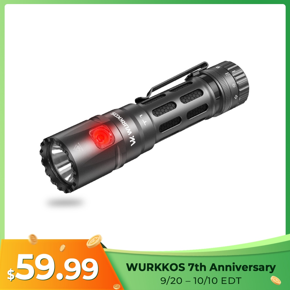 【New Release】Wurkkos T1 Rechargeable Tactical Utility Flashlight with Multi-Color Utility Side Light, 5500 Lumens, 415m Throw