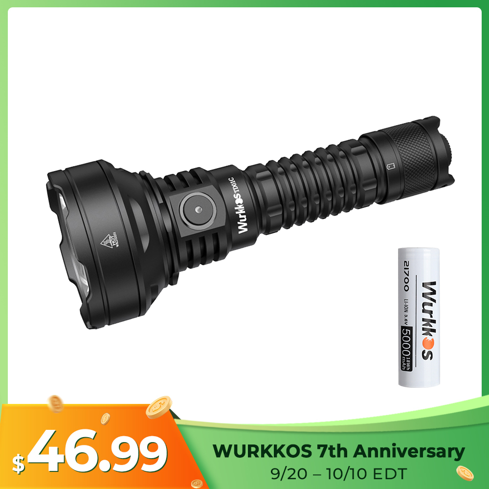 Wurkkos TD01/TD01C Rechargeable Tactical Flashlight, Throw 1039M IPX8 Waterproof, USB-C Torch PMMA Lens